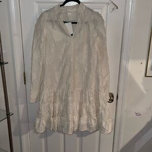 Long sleeve flowy dress with detailed embroidered design pattern all over dress